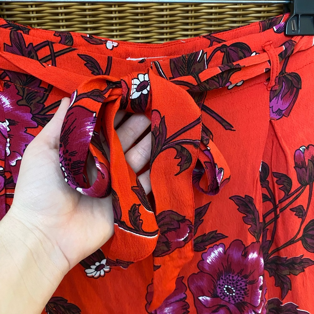 ETT:TWA ANTHROPOLOGIE flowy wide leg floral print flowy pants tie belt summer 8 - Picture 5 of 13